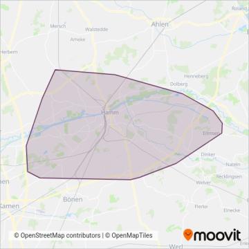 Схема покрытия компании Stadtwerke Hamm GmbH  - Verkehrsbetrieb