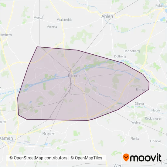 Stadtwerke Hamm GmbH  - Verkehrsbetrieb coverage area map