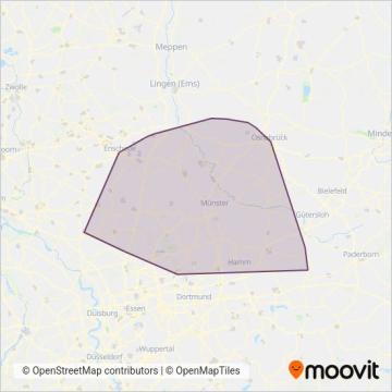 Схема покрытия компании Regionalverkehr Münsterland GmbH