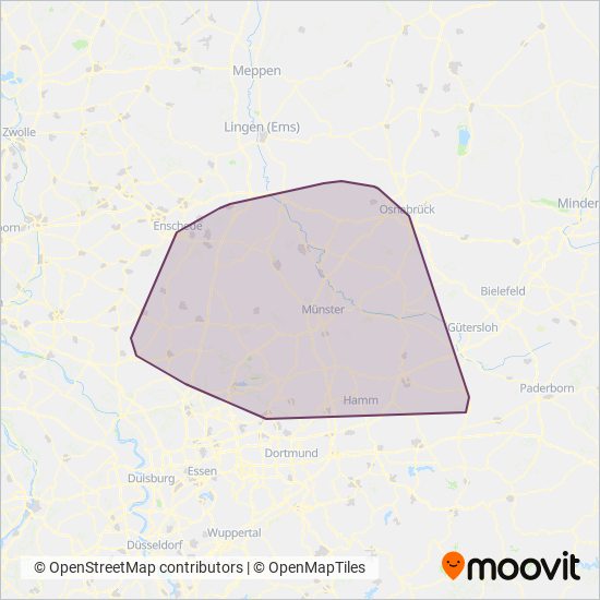 Схема покрытия компании Regionalverkehr Münsterland GmbH