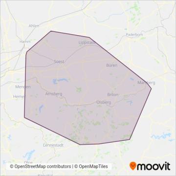 Схема покрытия компании Regionalverkehr Ruhr-Lippe GmbH