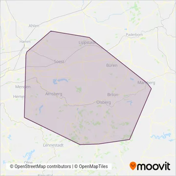 Схема покрытия компании Regionalverkehr Ruhr-Lippe GmbH
