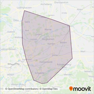 Схема покрытия компании Verkehrsgesellschaft Kreis Unna mbH