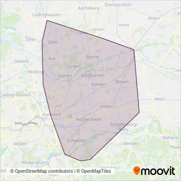 Схема покрытия компании Verkehrsgesellschaft Kreis Unna mbH