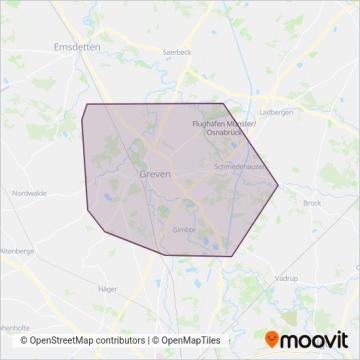 Схема покрытия компании Kraftverkehr Münsterland; C. Weilke GmbH & Co KG