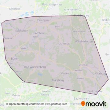 Схема покрытия компании DB Ostwestfalen-Lippe-Bus