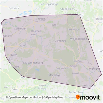 Схема покрытия компании DB Ostwestfalen-Lippe-Bus