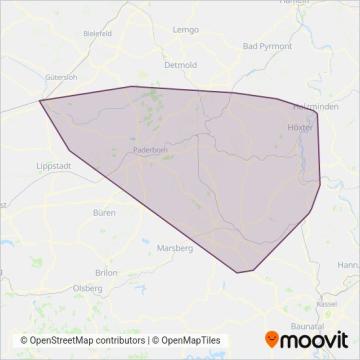 Схема покрытия компании go.on Gesellschaft für Bus- und Schienenverkehr mbH