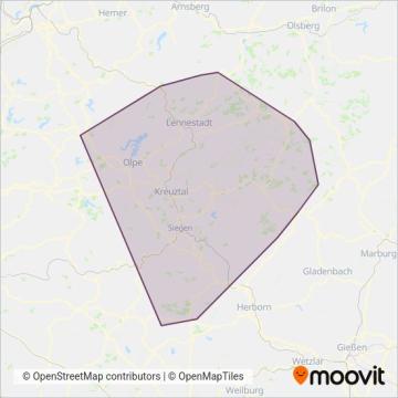 Схема покрытия компании Verkehrsbetriebe Westfalen-Süd