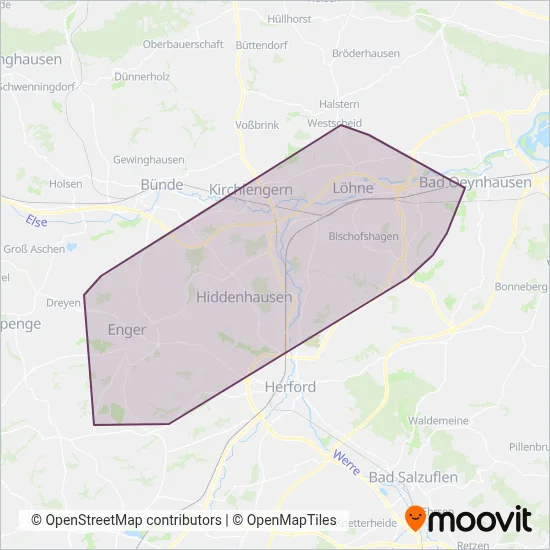 KreisBus Herford coverage area map