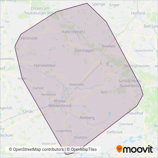 Arbeitsgemeinschaft ÖPNV Kreis Gütersloh coverage area map