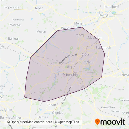 Ilévia (Bus) coverage area map