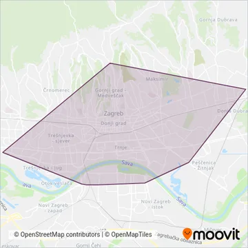 Zagrebački Električni (Tram) coverage area map