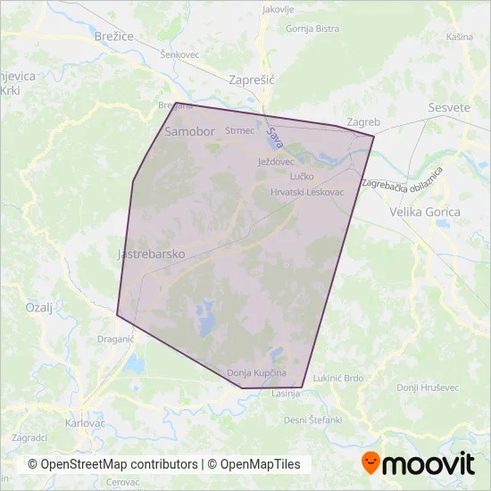 Samoborček coverage area map