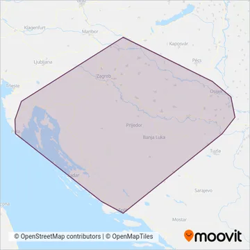 HŽ Putnicki prijevoz (Rail) coverage area map