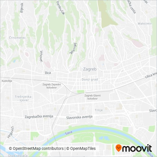 HŽ Putnicki prijevoz coverage area map