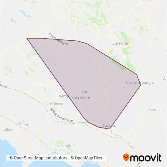 Area coperta dal servizio di Trenitalia (Bus)