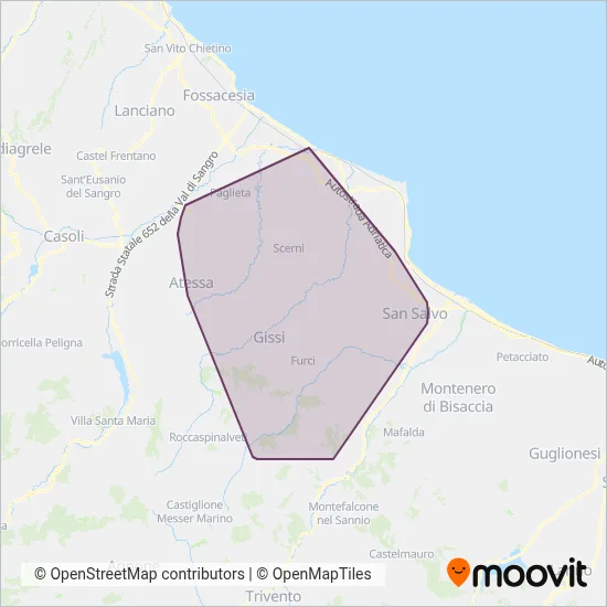 Area coperta dal servizio di Autoservizi Cerella