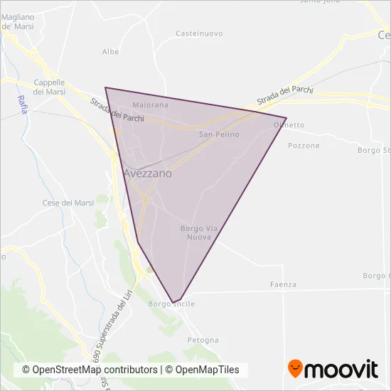 Area coperta dal servizio di SCAV - Avezzano