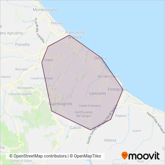 Area coperta dal servizio di Napoleone Autolinee