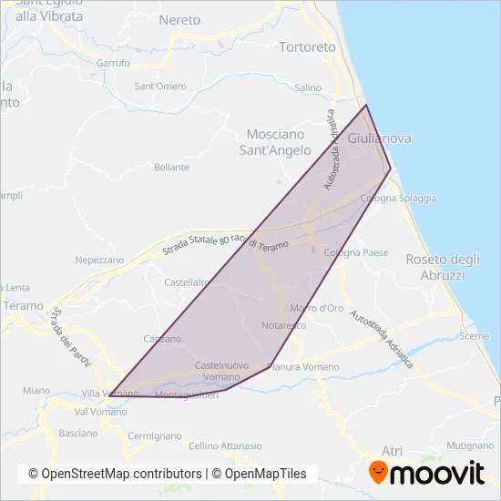 Area coperta dal servizio di Gaspari Bus