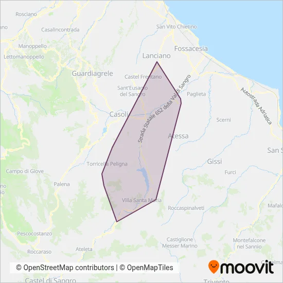 Area coperta dal servizio di Autolinee Casciato