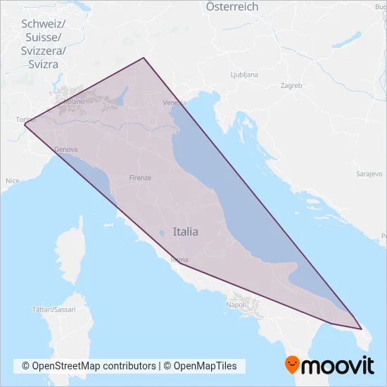 Area coperta dal servizio di Trenitalia
