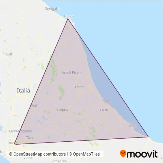 Area coperta dal servizio di Trenitalia (Treno)
