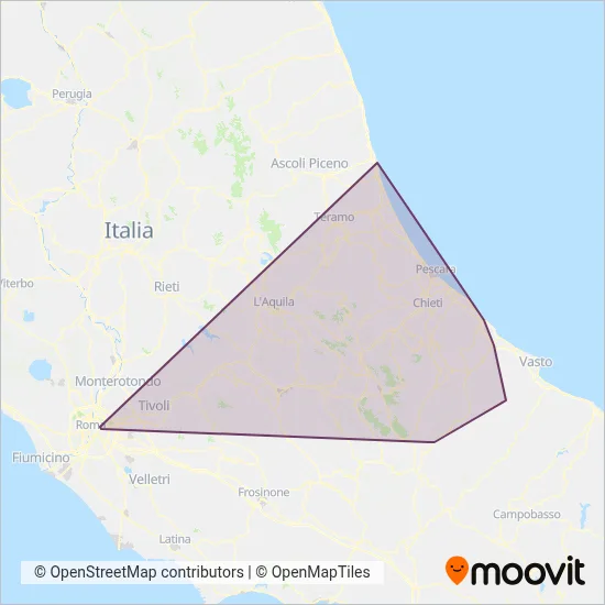 Area coperta dal servizio di Trasporto Unico Abruzzese