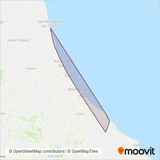 Area coperta dal servizio di TUA (Treno)