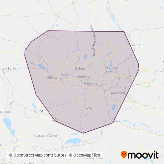 ZTM - Zarząd Transportu Metropolitalnego coverage area map