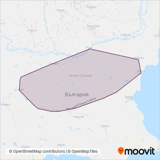 БДЖ - ПЪТНИЧЕСКИ ПРЕВОЗИ coverage area map