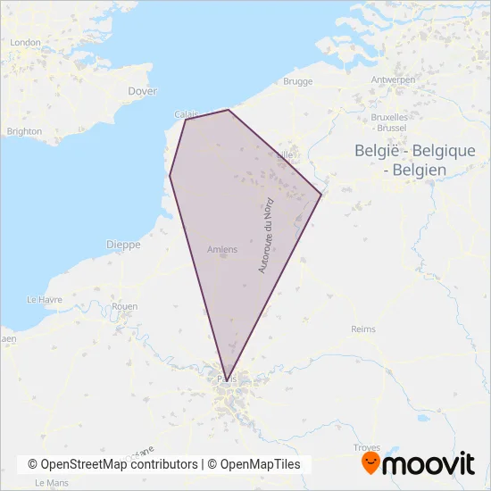 Carte de la zone de couverture de SNCF VOYAGEURS