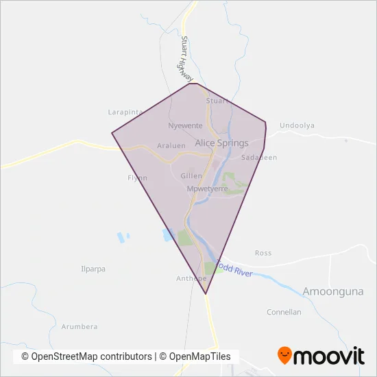 Mapa del área de cobertura de Public Transport
