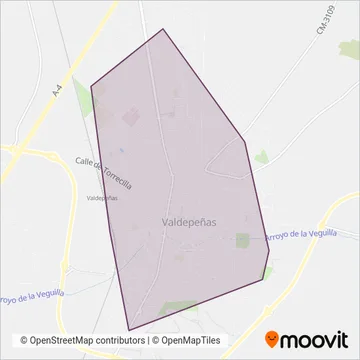 Transporte urbano de Valdepeñas coverage area map