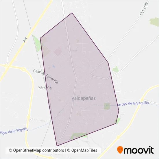 Cobertura del mapa de Transporte urbano de Valdepeñas
