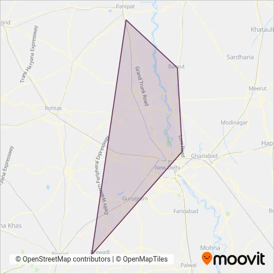 DTC Intercity Bus coverage area map