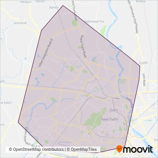 DIMTS (Delhi Integrated Multimodal Transit System Ltd) coverage area map