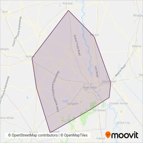 Delhi Transport Corporation coverage area map