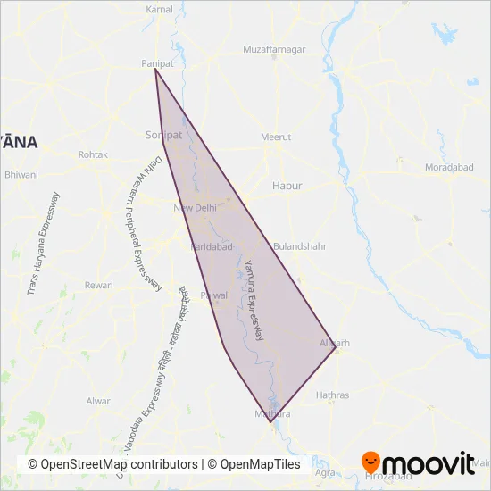 Delhi Suburban Trains coverage area map