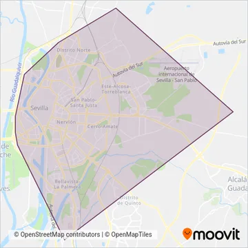 TUSSAM (Bus) coverage area map