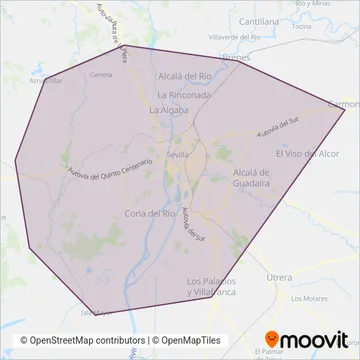 Consorcio de Transportes del Área de Sevilla coverage area map