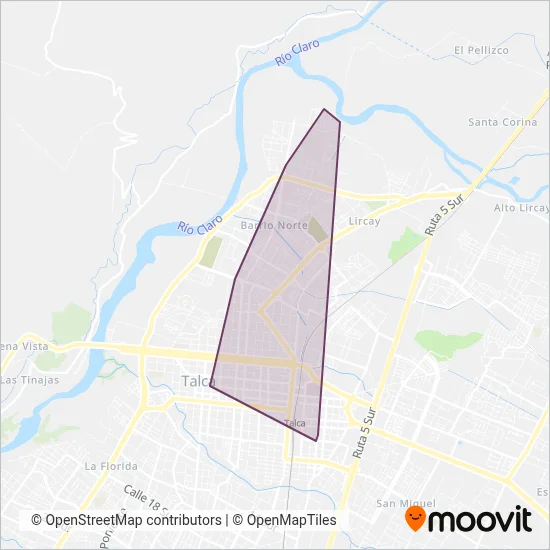 Mapa del área de cobertura de Central de Servicios y Transporte S.A. N°29 (Transcotal
