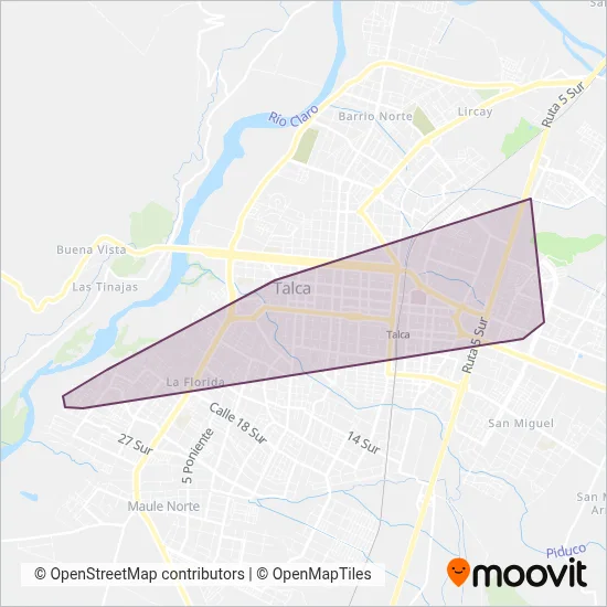 Transportes Cordillera Ltda (18 y 31) coverage area map