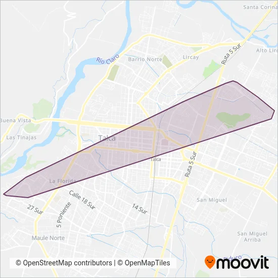 Mapa del área de cobertura de Sind. Trabajadores Ind. Tptes. El Amanecer N°16