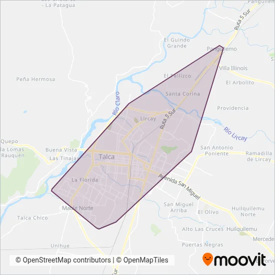 Mapa del área de cobertura de Abate Molina Ltda