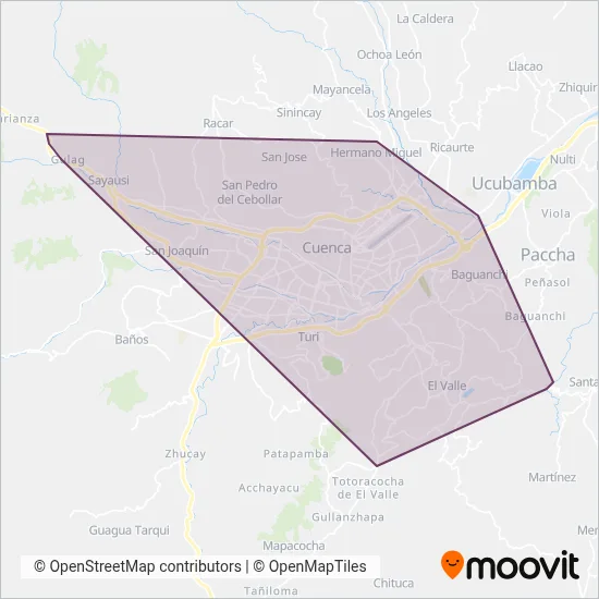 Mapa del área de cobertura de CUENCANA S.A.