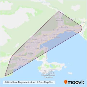 Mapa del área de cobertura de Ushuaia Integral SE