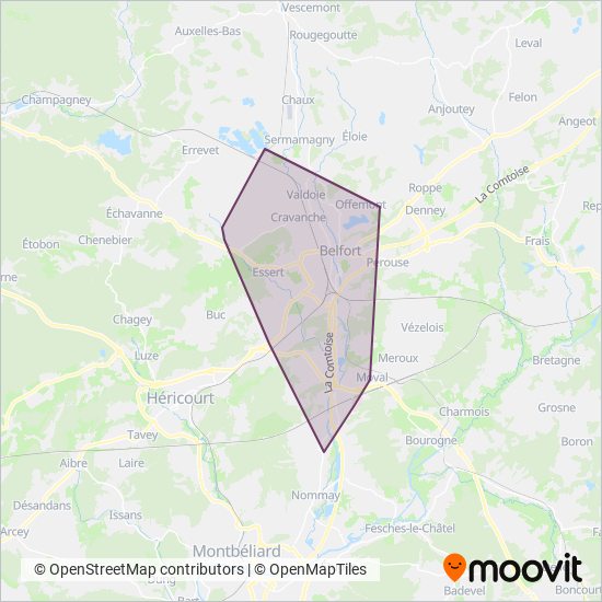 OPTYMO urbain coverage area map