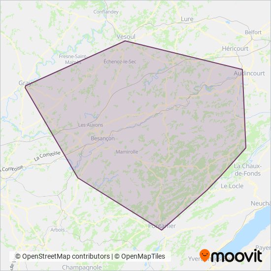 Mapa del área de cobertura de Mobigo